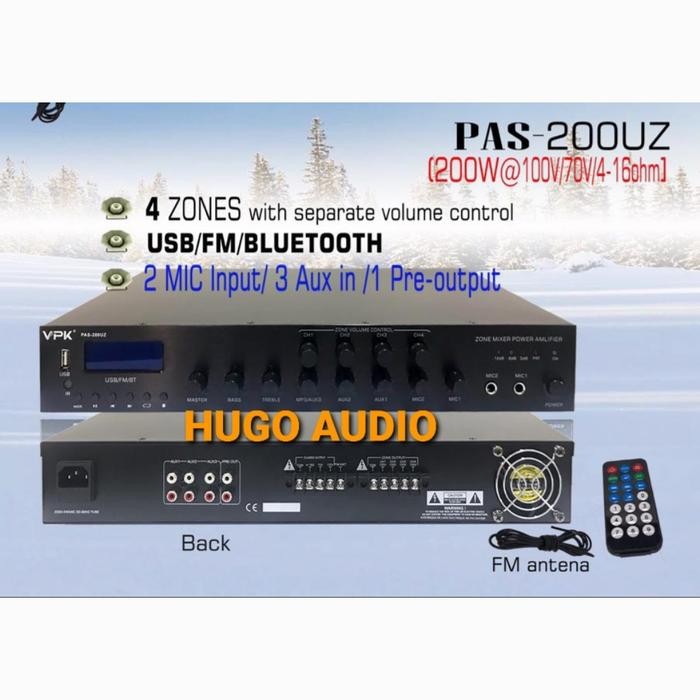 Terbatas Amplifier Vpk Pa 200Uz 4 Zones 200Watt Original Terlariss 