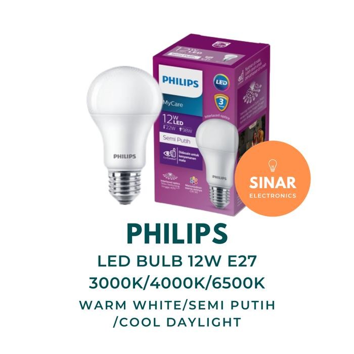 Terlaris Lampu / Bohlam / Bulb LED 12W / Watt E27 PHILIPS 3000K / 4000K / 6500K SALE