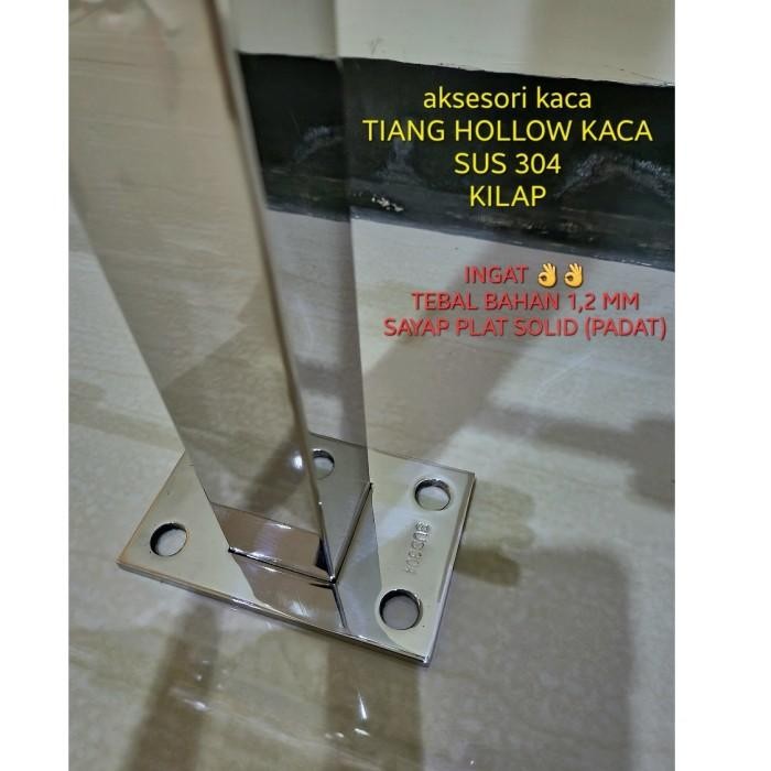 Lansungkirim- Tiang Railing Stainless Sus 304 Hollow Kaca