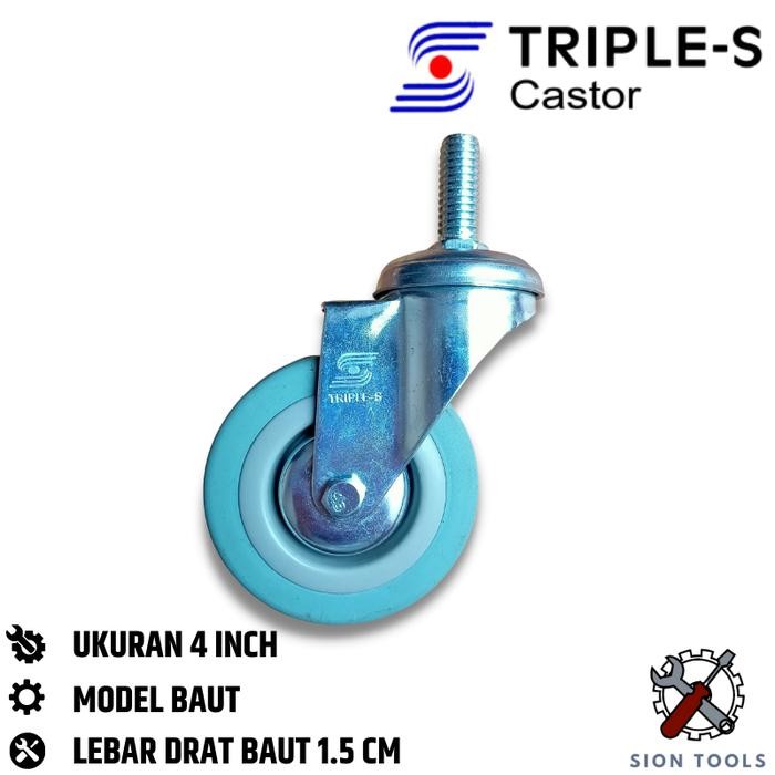 TokoBSA- Roda Karet Baut 4 Inch / Abu-Abu