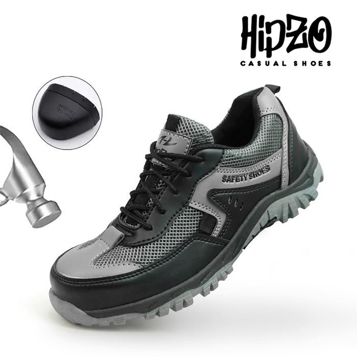 InstanMohonChat- Hipzo Sepatu Safety Sporty M069 Untuk Pria Kerja Pabrik Proyek Tambang Shoes Besi