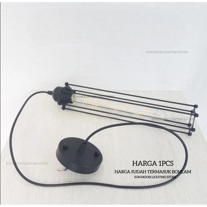 Paling Berkualitas L650 Lampu Gantung Vintage Filamen Edison 1Lampu + Lampu Led 6-7W Terlariss 