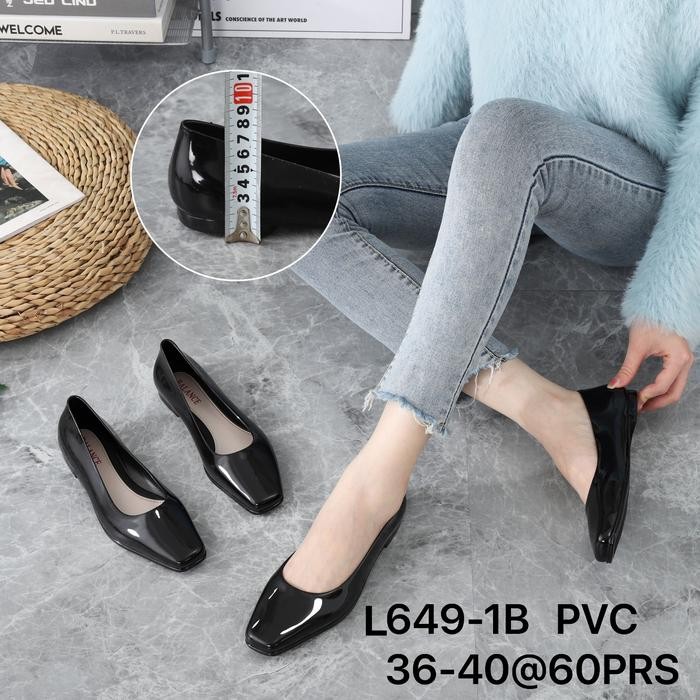 JA93 FLAT SHOES JELLY HITAM CEWEK WANITA TANPA HAK