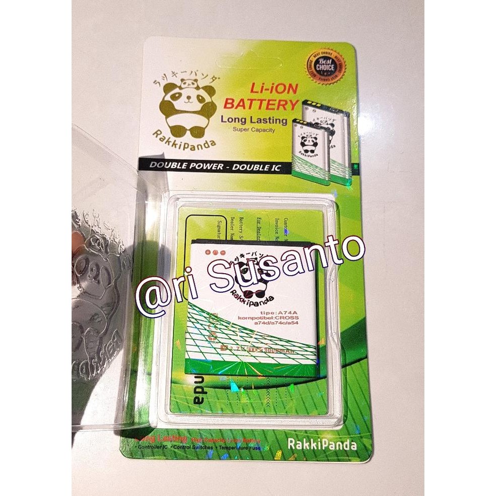 Baterai Rakkipanda for Evercross A74A / A74D / A74C / A54 Double Power