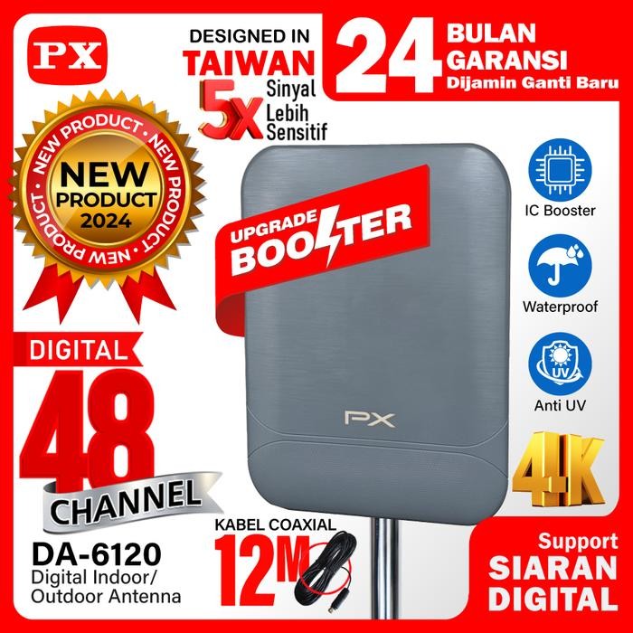 TERBARU Antena TV Digital Indoor Outdoor DVT2 Antenna Booster 4K PX DA-6120 PROMO