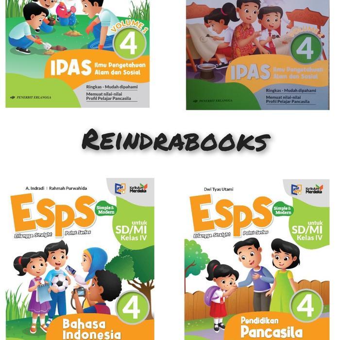 NEW - BUKU ESPS IPAS VOL 1&2,B.INDONESIA,PPKN SD KELAS 4 KURIKULUM MERDEKA