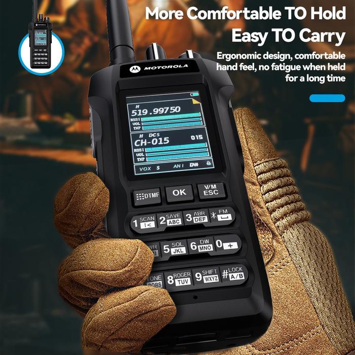MOTOROLA WALKIE TALKIE OUTDOOR HT RADIO R8 20W 4 FREQUENCY BANDS U/V JARAK JAUH 25KM UNTUK PROYEK