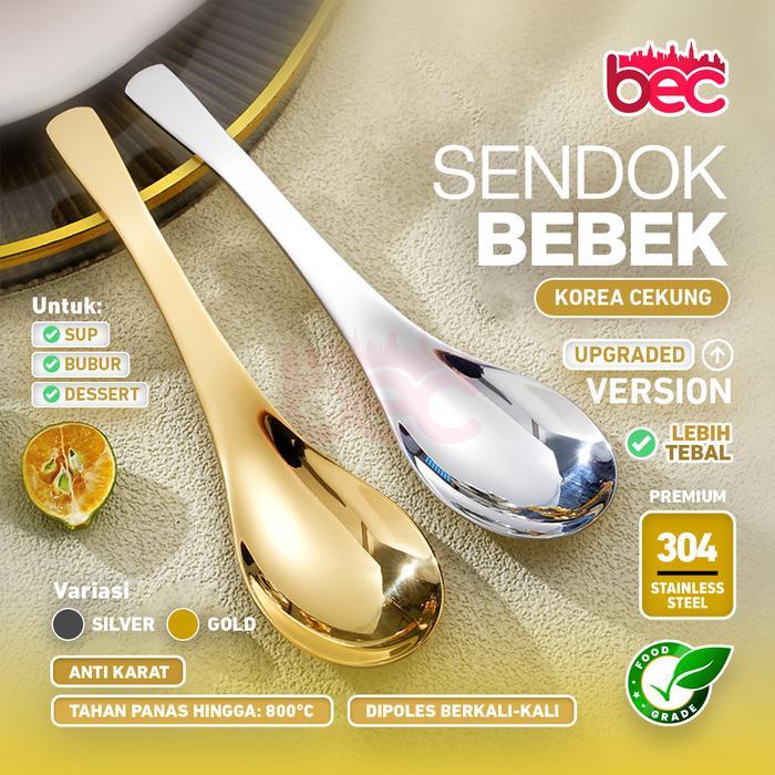 [BEC] Sendok Makan Bebek Korea Cekung Silver & Gold / Sendok Bebek Korea / Sendok Makan / Sendok