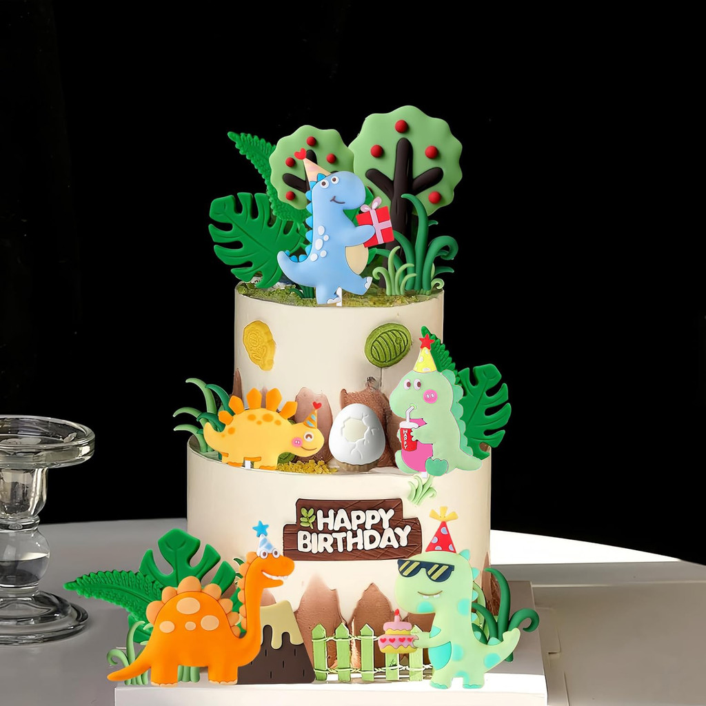 Little Dino Birthday Cake Decoration Dinosaur Cake Toppers for Kids Birthday Baby Shower Dinosaur
