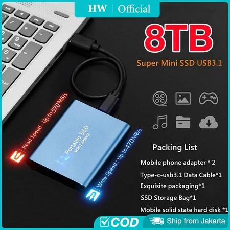 Portable SSD External hard drives 1TB 2TB 4TB 8TB Hardisk Eksternal Hard Drive Seluler SSD USB 3.0