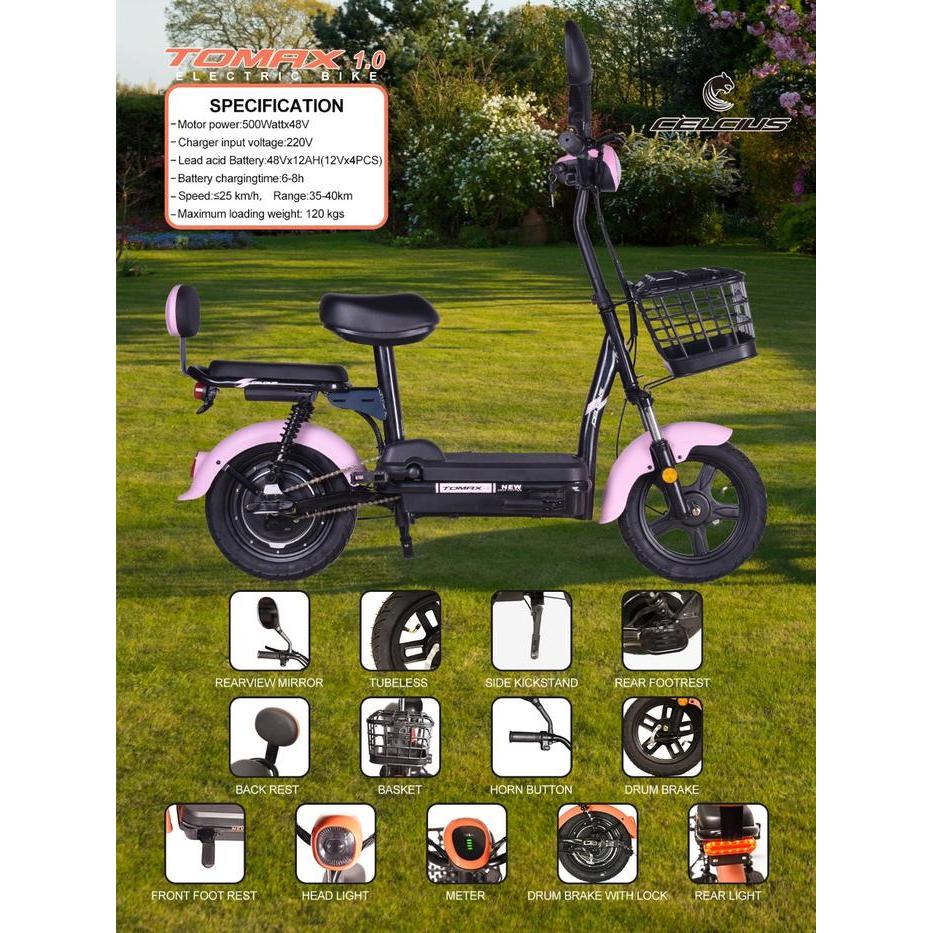 SEPEDA LISTRIK CELCIUS TOMAX 1.0 2.0 3.0 E BIKE ELECTRIC 48V 500W NEW - Tomax 1.0