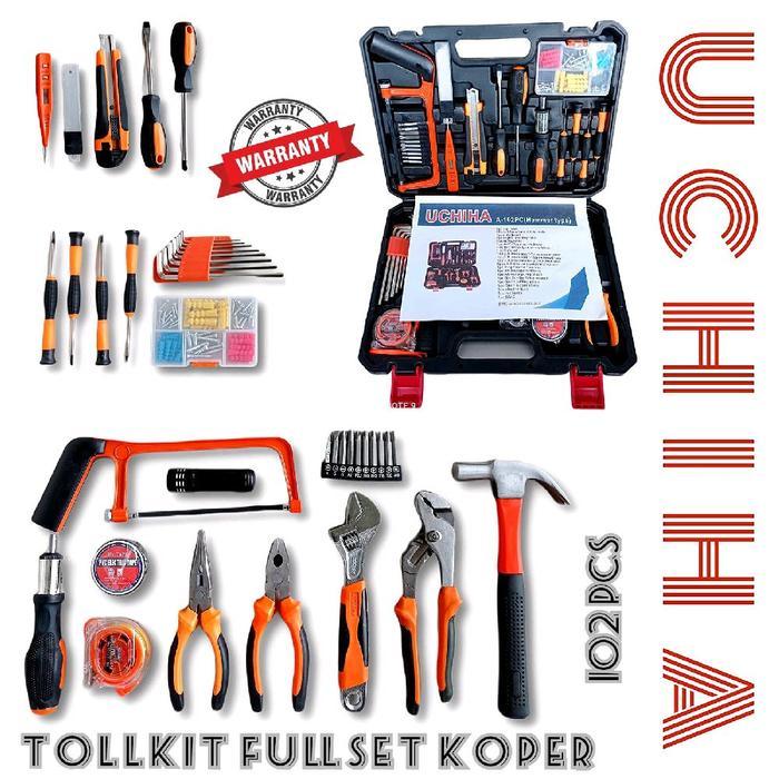 Uchiha Tool Kit 102pcs Full Set Palu Tang Kunci L Obeng Gergaji Asli Uchiha Original Premium Quality