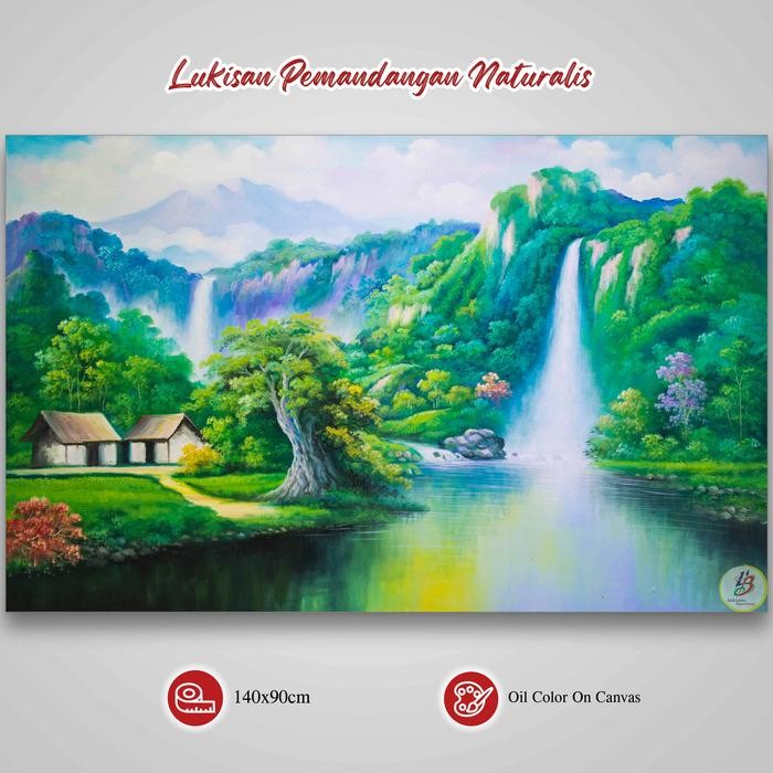 Lukisan Pemandangan Lukisan Kanvas Alam Lukisan Air Terjun