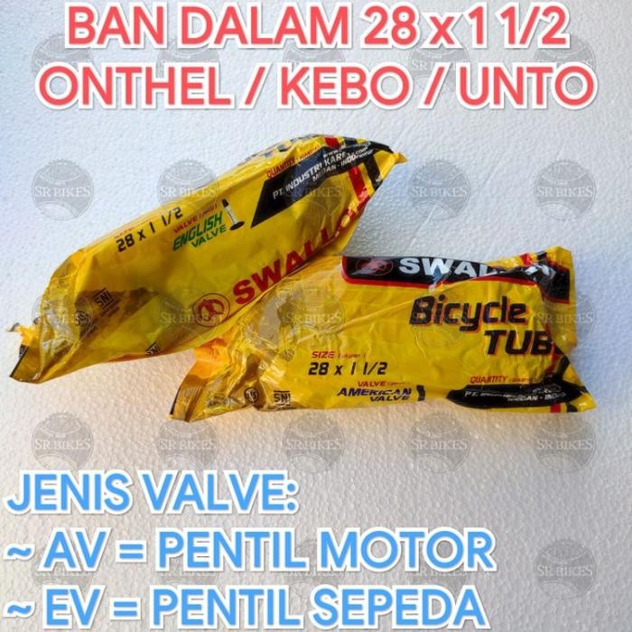 Ban Dalam 28 x 1 1/2 Sepeda Ontel Unto Becak. AV PENTIL MOTOR