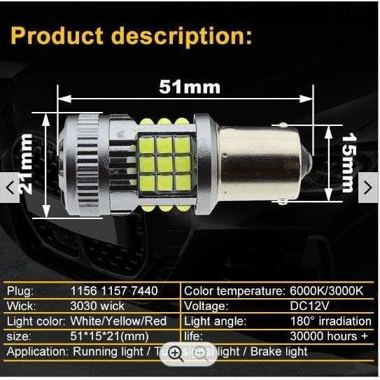 BOHLAM LAMPU LED SEIN RITING MOBIL SUPER TERANG GHOST FAN KIPAS T20 36 SMD 7440 KUNING RITING SIGN