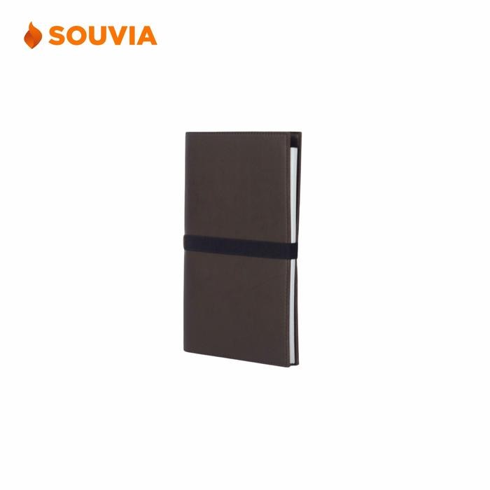 

Souvia - Agenda Kulit Moleskin Tali Karet Horizontal Isi 60 Lembar Hvs 70Gr Bergaris Binding Spiral
