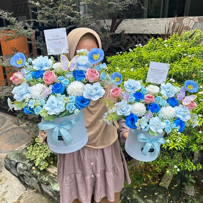 Terlaris Box Bunga Bucket Bunga Artificial Untuk Opening Toko Store Ultah