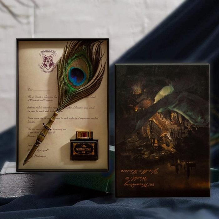 

Pulpen Bulu Stainless Vintage Retro Pena Bulu Set Lengkap