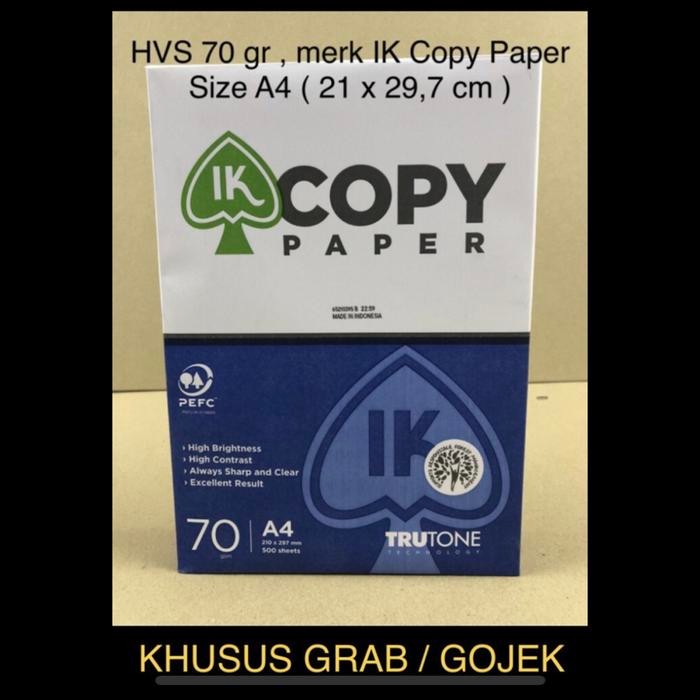 

Pilihan- Hvs A4 70Gr Ik Copy Paper ( Rim ) Khusus Grab / Gojek