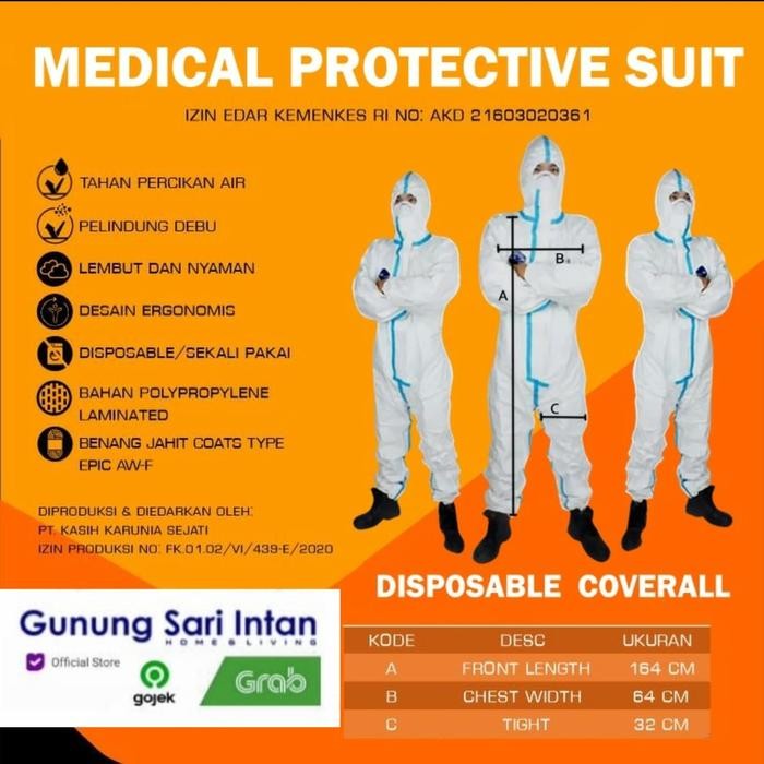 BAJU APD EMBA COVERALL SEAMSEAL KEMENKES