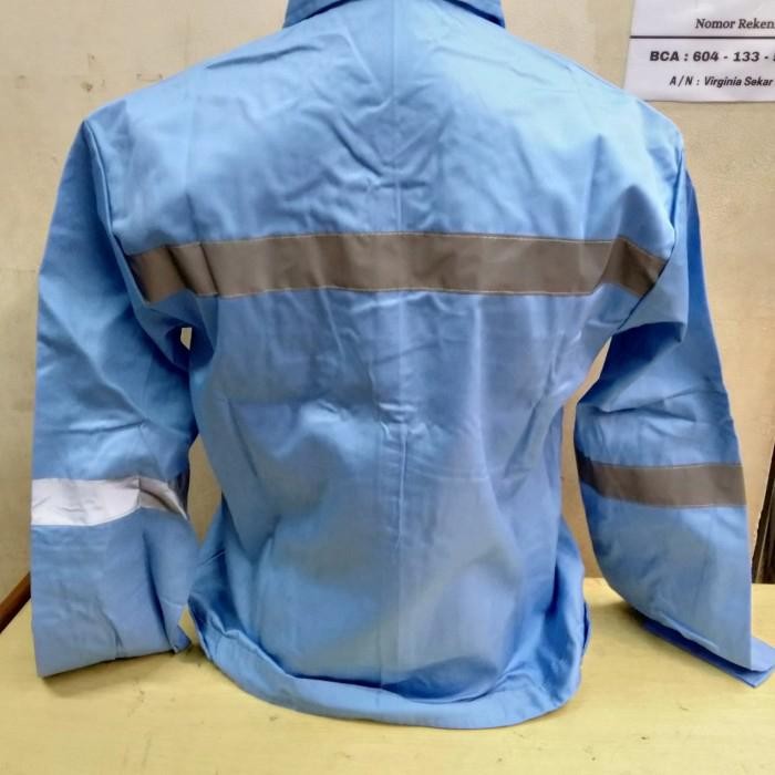 BAJU SAFETY PROYEK / WEARPACK ATASAN SAFETY / BAJU KERJA BIRU MUDA