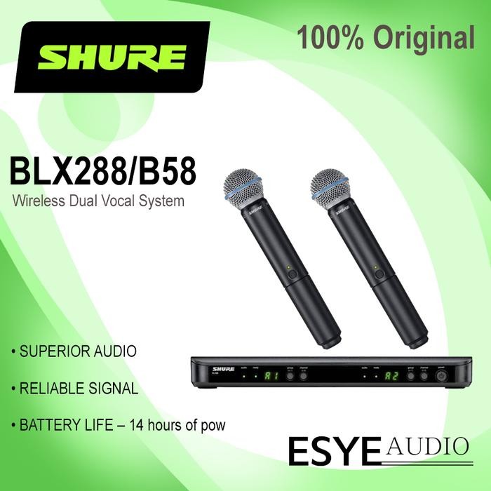 Shure BLX 288 BETA 58 BLX288 BETA58A Mic Wireless Microphone