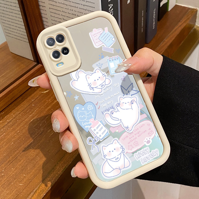Casing Hp OPPO A54 Case Softcase Casing HP Love Love Kucing Silikon Mirror Kesing Ponsel Cantik Kasi