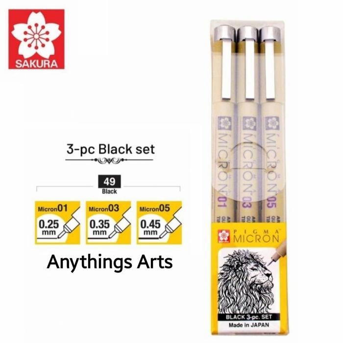 

Hot Sale! Sakura Pigma Micron Black Set 3