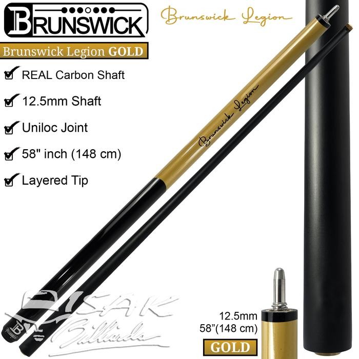 Brunswick Legion Cue Gold - Real Carbon Shaft Uniloc Pool Stick Billiard