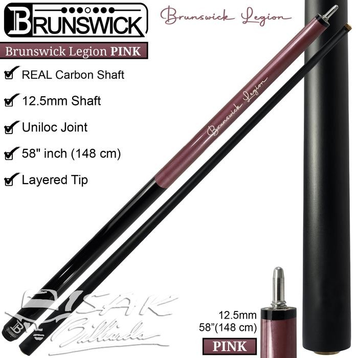 Brunswick Legion Cue Pink - Real Carbon Shaft Uniloc Pool Stick Billiard