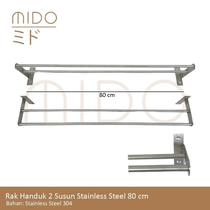 Gantungan Handuk Stainless 2 Baris / Rak Handuk Stainless 80cm