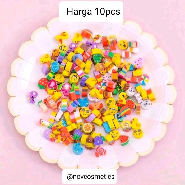 

OJ (10pcs) Penghapus Pensil Mini Karakter Motif Lucu Unik