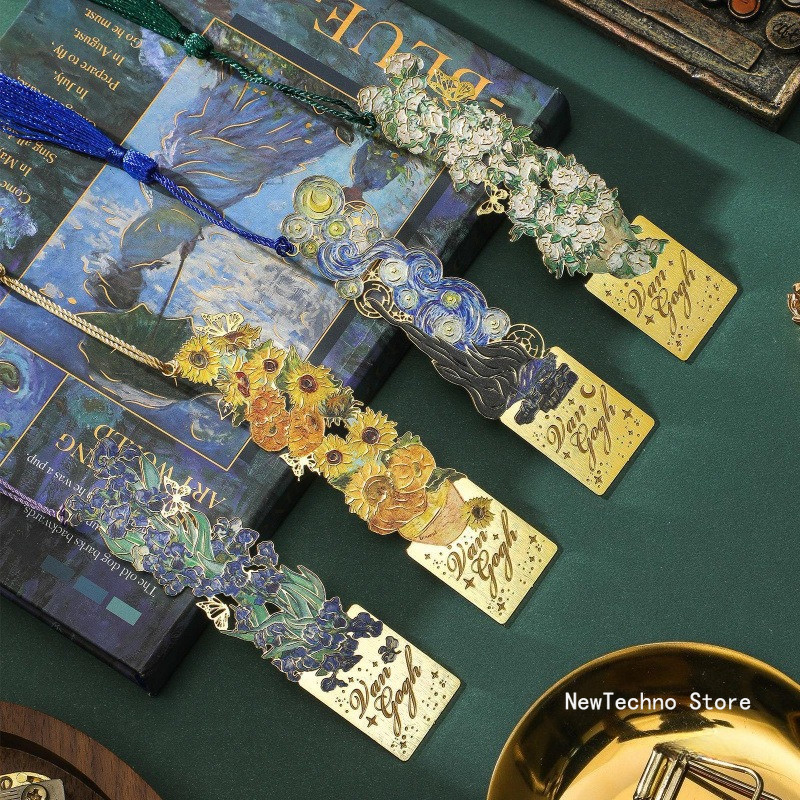 

2025 Vintage Painting Metal Bookmark Hollow Bookmark With Long Tassel For Book Club Readers Friends