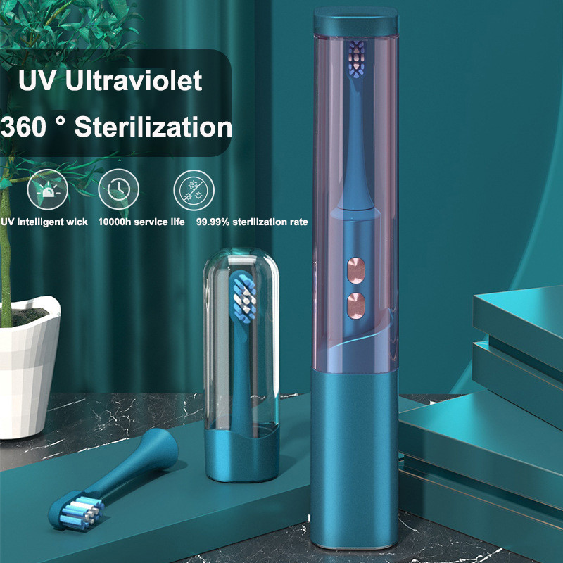 Ultrasonic Electric Toothbrush with UV Disinfection Cup Smart Sonic Tooth Brush Rechargeable 2 Repla