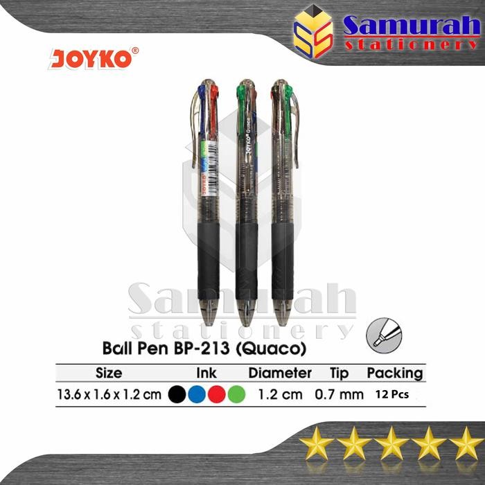 

New Pulpen Joyko Quaco 4 Warna BP 213 / Ball Pen BP-213 0.7 mm / Ballpen Cetek BP213 4Warna 4 W