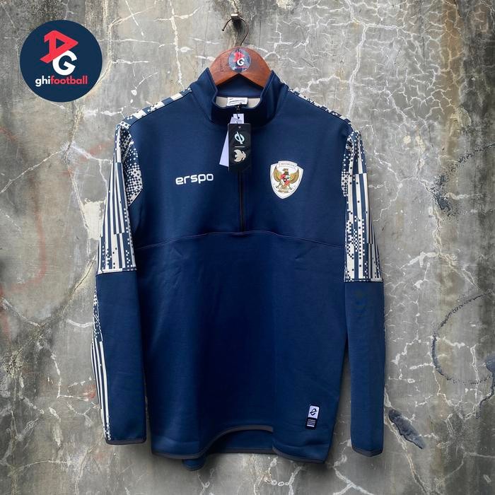 Best Seller Jaket Original Timnas Indonesia Erspo Midlayer Halfzip Navy