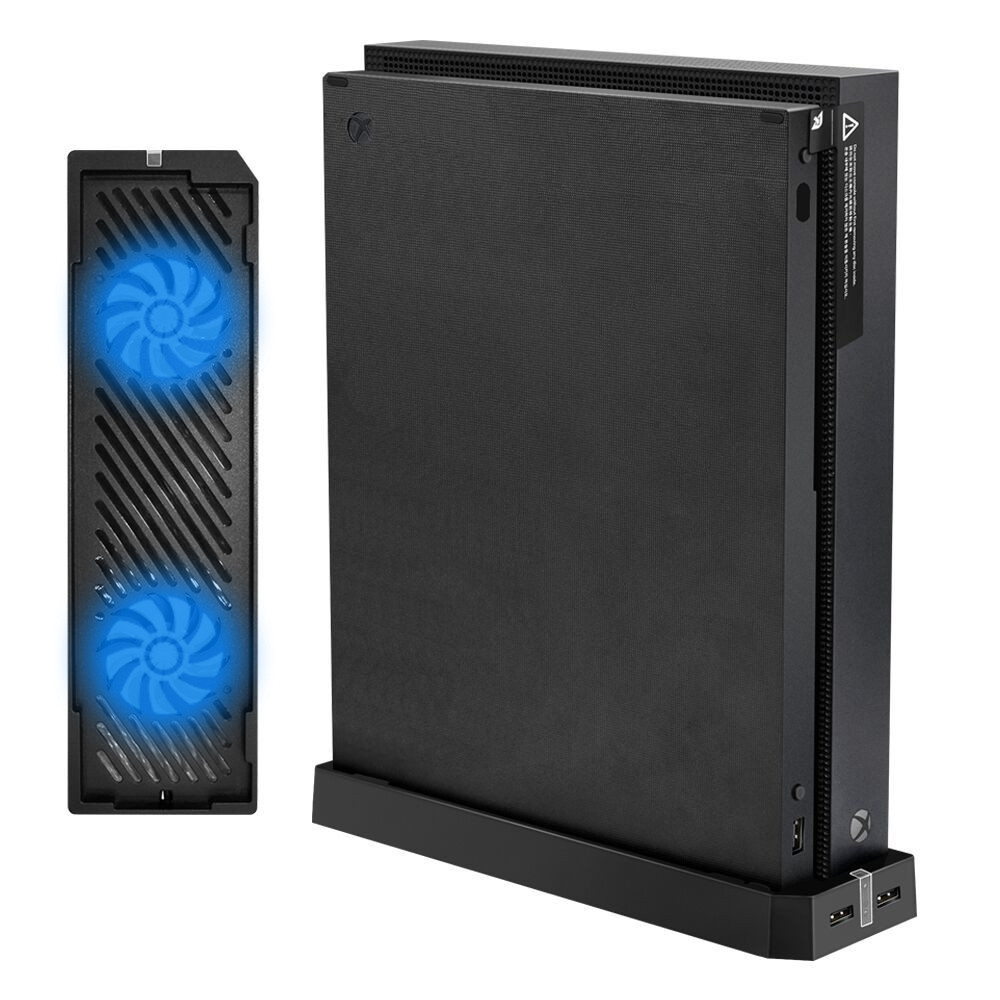 OSTENT Dual USB Cooling Fan Cooler Stand Temperature Control + 2 USB Port Hub for Xbox One X Console