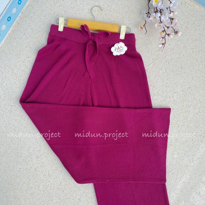 Midun.project - Celana Kulot Rajut Wanita Polos