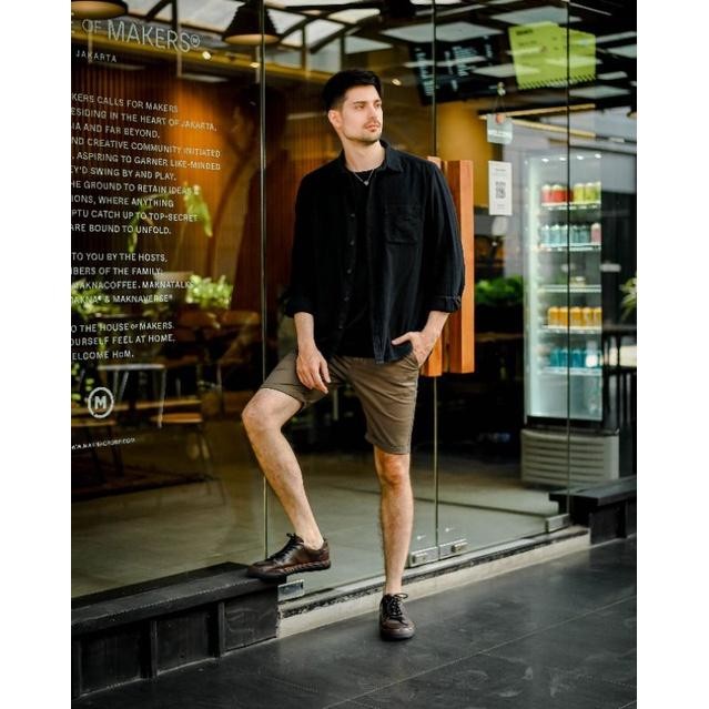 LOD.DENIM X CASTE - Celana Pendek Chinos Pria - BROWN / COKELAT New