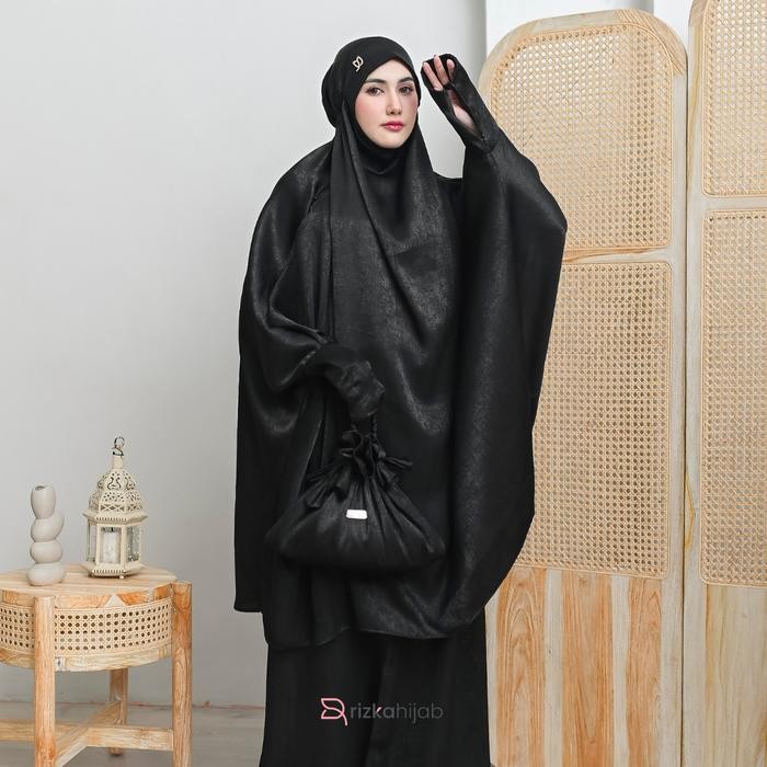 RIZKA HIJAB Khadijah Mukena Jumbo Premium Dewasa Adem Menutup Dagu Telekung Malaysia Hantaran