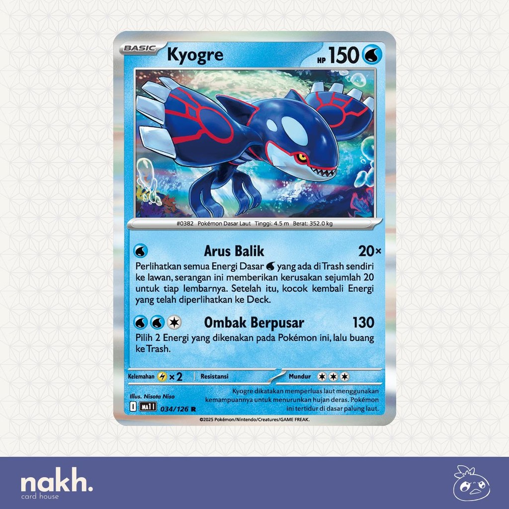 Kartu Pokemon TCG Indonesia Evolusi Mega MA1 034/126 Kyogre