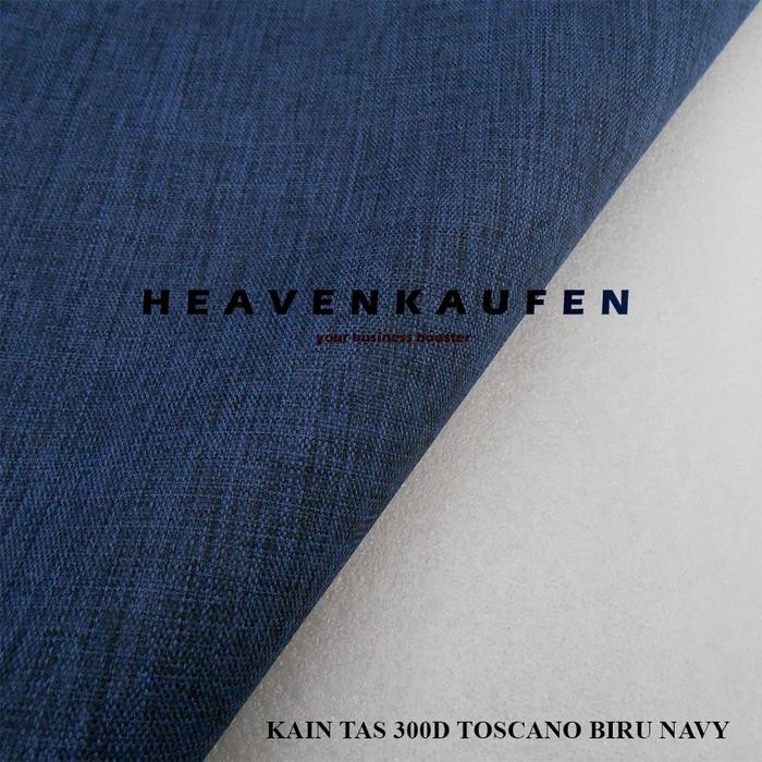 Kain Tas Polyester 300D Warna Biru Navy Motif Salur Toscano Coating PVC Harga Per Meter Untuk Bahan
