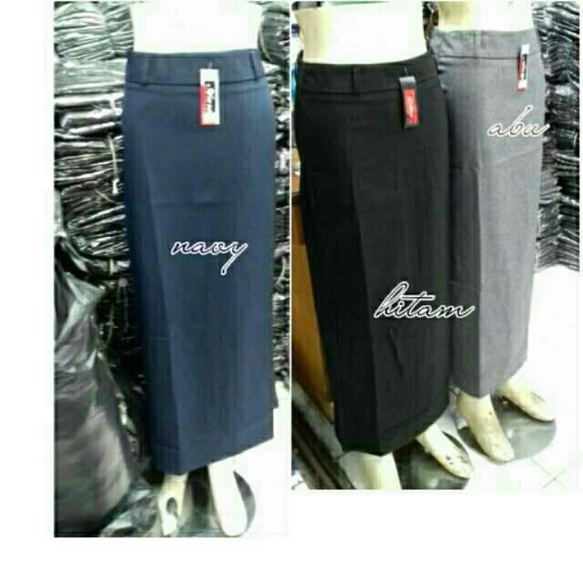 Rok span belah wanita panjang span lurus span belah Abu Hitam Navy rok span panjang belah belakang