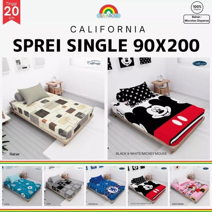 California - Sprei FITTED Single 90 (90x200) Terlaris pilihan