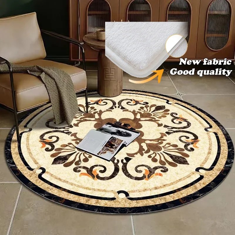 European Luxury Decorative Home Carpet Round Bedside Rugs for Bedroom Soft Carpets for Living Room M