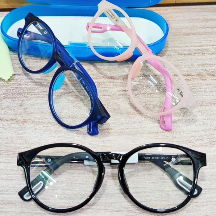 Promo Kacamata Anak Anak Model Frame Bulat Lensa Minus Tinggi Cylinder Antiradiasi Sd -400 Laki Laki
