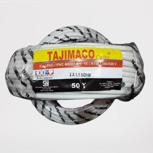 Tajimaco Kabel Listrik Nym 2X1.5Mm 50 Yard Tunggal Putih Sni