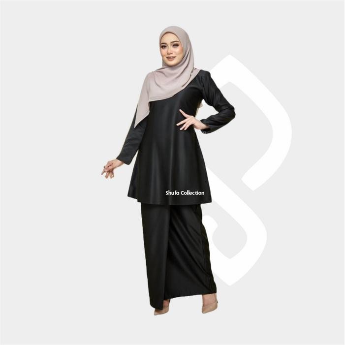 ORIGINAL Baju Setelan Kurung Melayu Wanita Modern AMalaysia Perempuan Hitam READY STOCK