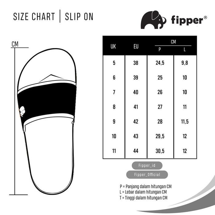 [Fipper Slip On Ace] - Black/Black/Pink - Sandal Selop Pria & Wanita Original