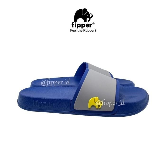 [Fipper Slip On] - Blue Midnight/Grey Dark/Yellow - Sandal Selop Pria & Wanita Original